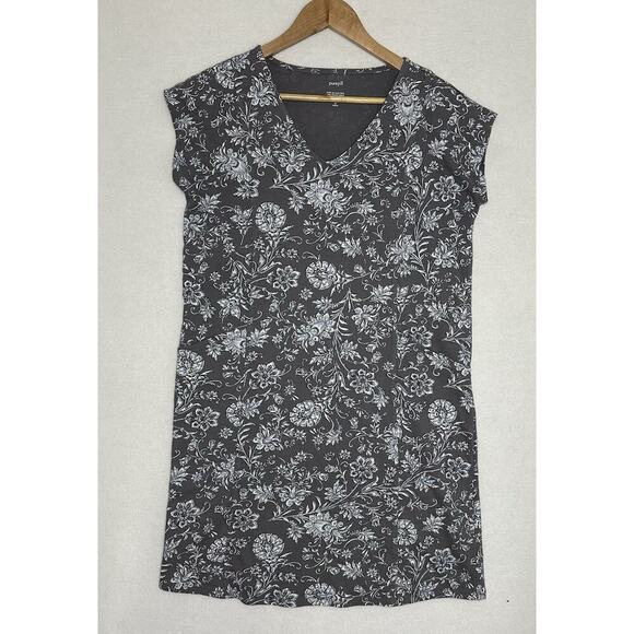 J.Jill Pure Jill Easy Knit Two Pocket Dress Size XS Gray Floral Cotton Pockets - Picture 2 of 10